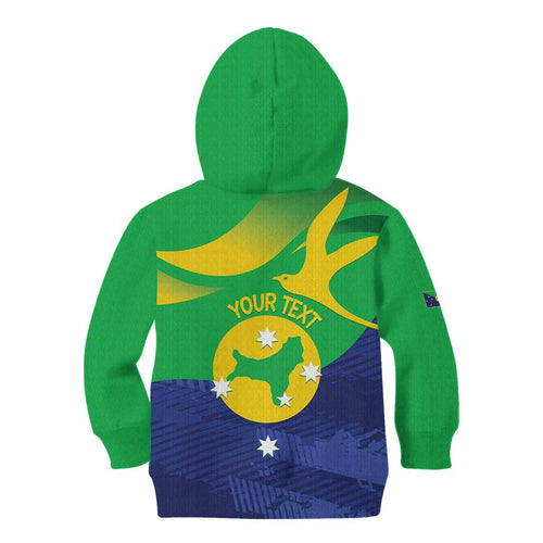 Personalised Australia Christmas Island Kid Hoodie Wilayah Pulau Krismas Flag Color - Aussie Hoodie