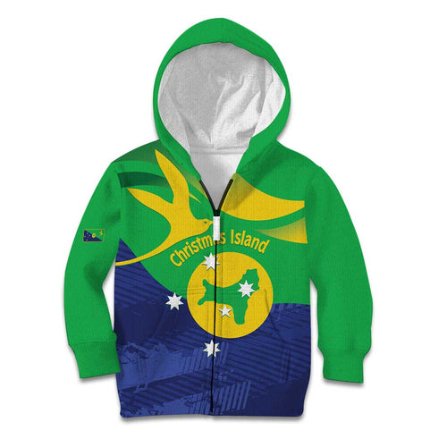 Personalised Australia Christmas Island Kid Hoodie Wilayah Pulau Krismas Flag Color - Aussie Hoodie