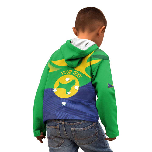 Personalised Australia Christmas Island Kid Hoodie Wilayah Pulau Krismas Flag Color - Aussie Hoodie