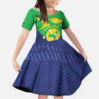 Personalised Australia Christmas Island Kid Short Sleeve Dress Wilayah Pulau Krismas Flag Color - Aussie Hoodie