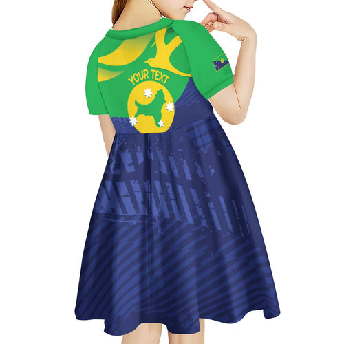 Personalised Australia Christmas Island Kid Short Sleeve Dress Wilayah Pulau Krismas Flag Color - Aussie Hoodie