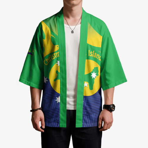 Personalised Australia Christmas Island Kimono Wilayah Pulau Krismas Flag Color - Aussie Hoodie