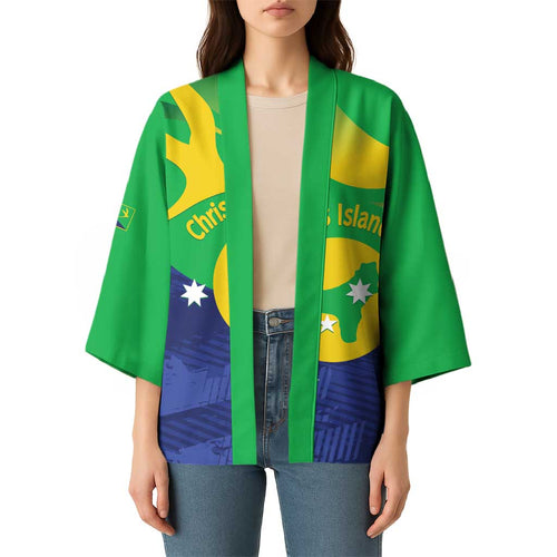 Personalised Australia Christmas Island Kimono Wilayah Pulau Krismas Flag Color - Aussie Hoodie