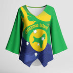 Personalised Australia Christmas Island Kimono Sleeve Blouse Wilayah Pulau Krismas Flag Color - Aussie Hoodie