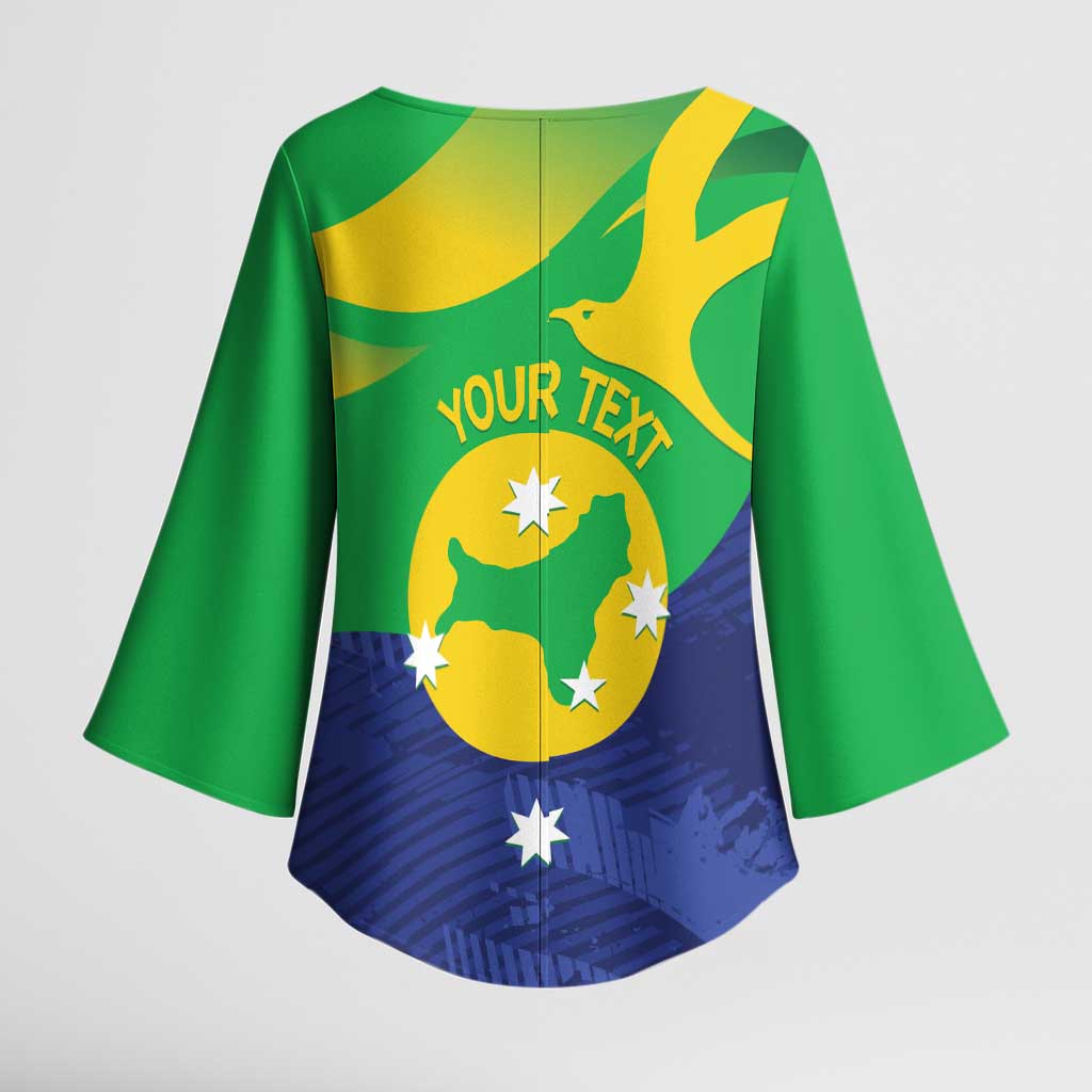 Personalised Australia Christmas Island Kimono Sleeve Blouse Wilayah Pulau Krismas Flag Color - Aussie Hoodie