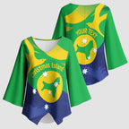 Personalised Australia Christmas Island Kimono Sleeve Blouse Wilayah Pulau Krismas Flag Color - Aussie Hoodie
