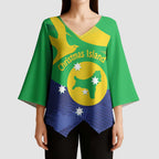 Personalised Australia Christmas Island Kimono Sleeve Blouse Wilayah Pulau Krismas Flag Color - Aussie Hoodie