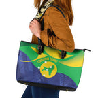 Australia Christmas Island Leather Tote Bag Wilayah Pulau Krismas Flag Color - Aussie Hoodie