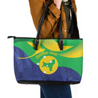 Australia Christmas Island Leather Tote Bag Wilayah Pulau Krismas Flag Color - Aussie Hoodie