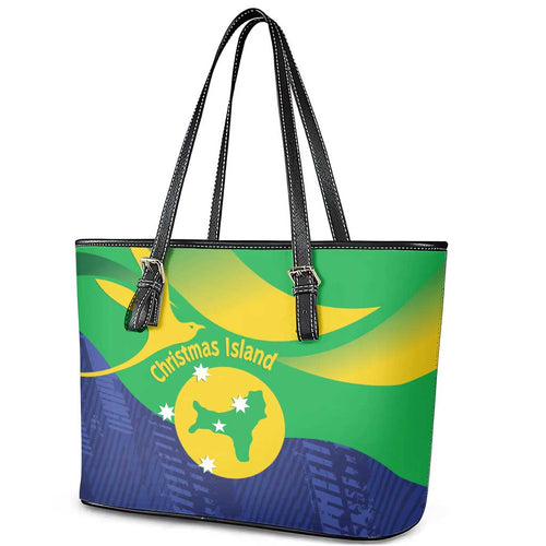 Australia Christmas Island Leather Tote Bag Wilayah Pulau Krismas Flag Color - Aussie Hoodie