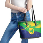 Australia Christmas Island Leather Tote Bag Wilayah Pulau Krismas Flag Color - Aussie Hoodie