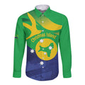Personalised Australia Christmas Island Long Sleeve Button Shirt Wilayah Pulau Krismas Flag Color - Aussie Hoodie