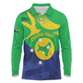 Personalised Australia Christmas Island Long Sleeve Polo Shirt Wilayah Pulau Krismas Flag Color - Aussie Hoodie