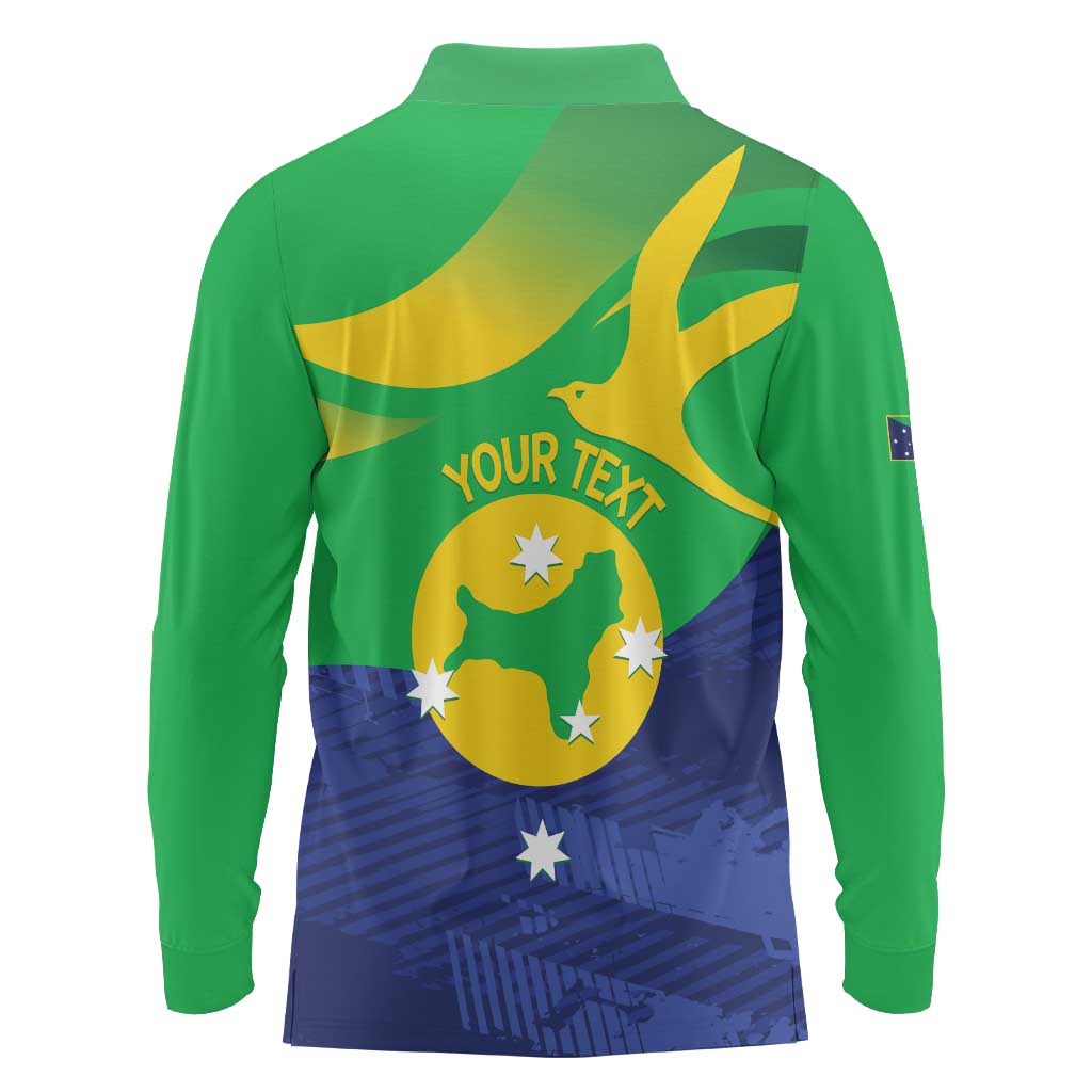 Personalised Australia Christmas Island Long Sleeve Polo Shirt Wilayah Pulau Krismas Flag Color - Aussie Hoodie
