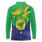 Personalised Australia Christmas Island Long Sleeve Polo Shirt Wilayah Pulau Krismas Flag Color - Aussie Hoodie