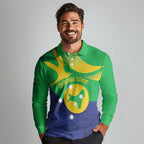 Personalised Australia Christmas Island Long Sleeve Polo Shirt Wilayah Pulau Krismas Flag Color - Aussie Hoodie