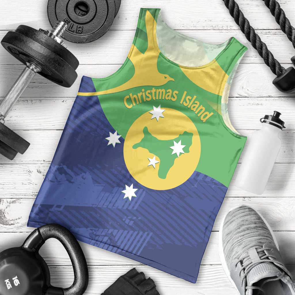 Personalised Australia Christmas Island Men Tank Top Wilayah Pulau Krismas Flag Color - Aussie Hoodie