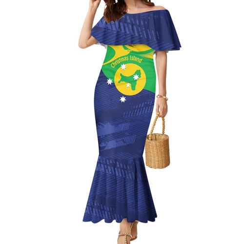 Personalised Australia Christmas Island Mermaid Dress Wilayah Pulau Krismas Flag Color - Aussie Hoodie