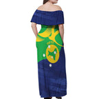Personalised Australia Christmas Island Off Shoulder Maxi Dress Wilayah Pulau Krismas Flag Color - Aussie Hoodie