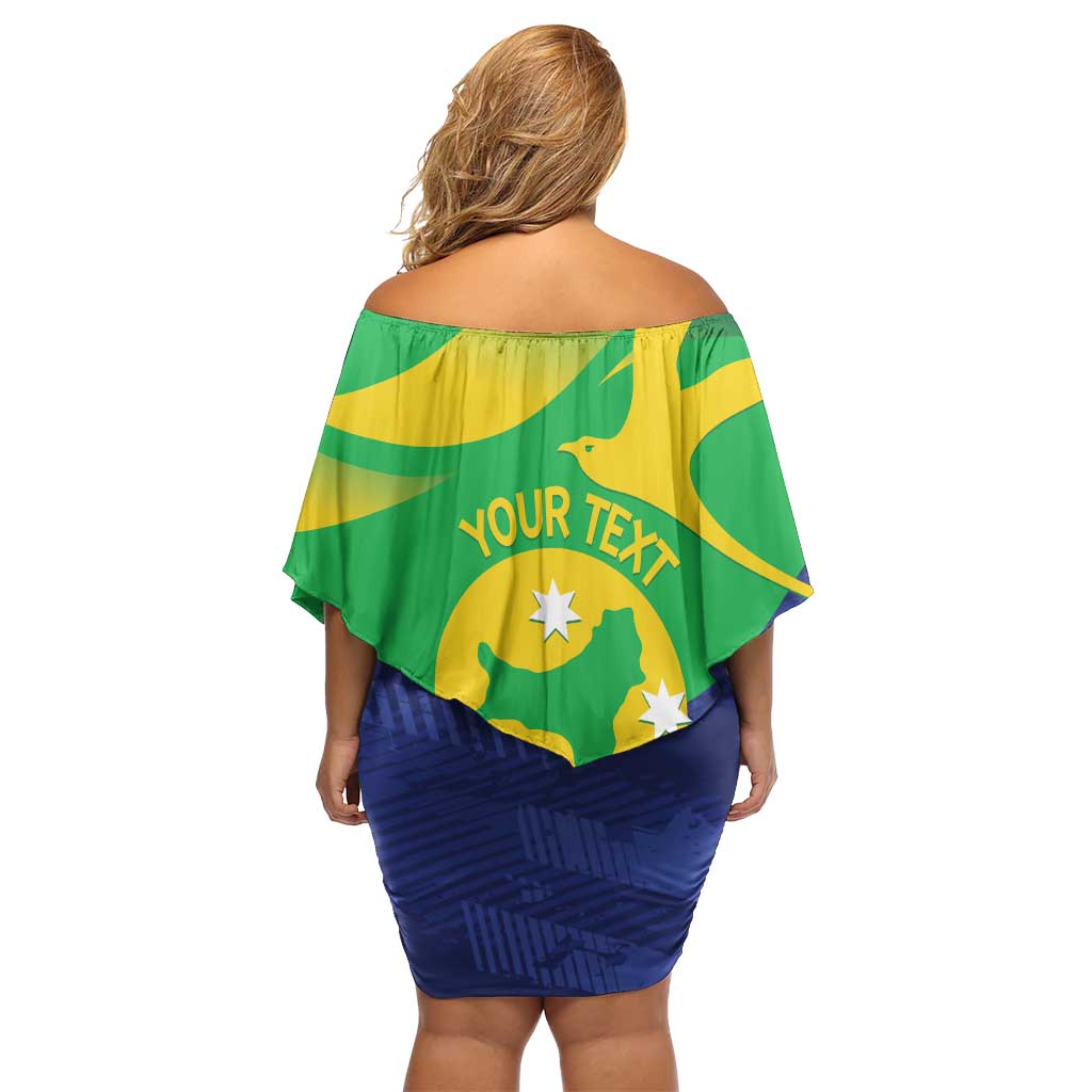 Personalised Australia Christmas Island Off Shoulder Short Dress Wilayah Pulau Krismas Flag Color - Aussie Hoodie
