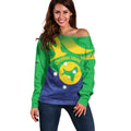 Personalised Australia Christmas Island Off Shoulder Sweater Wilayah Pulau Krismas Flag Color - Aussie Hoodie