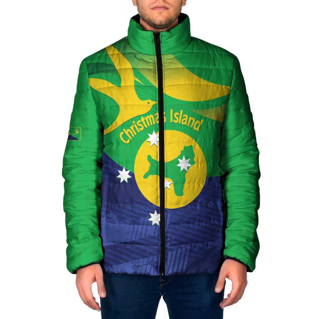 Personalised Australia Christmas Island Padded Jacket Wilayah Pulau Krismas Flag Color - Aussie Hoodie