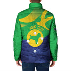 Personalised Australia Christmas Island Padded Jacket Wilayah Pulau Krismas Flag Color - Aussie Hoodie