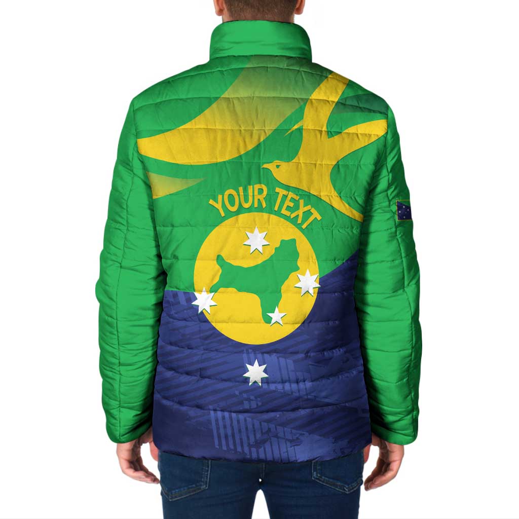 Personalised Australia Christmas Island Padded Jacket Wilayah Pulau Krismas Flag Color - Aussie Hoodie
