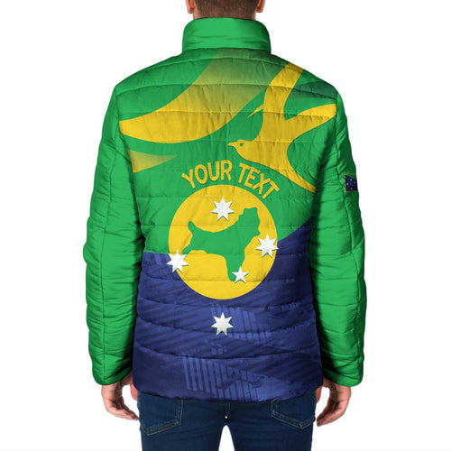 Personalised Australia Christmas Island Padded Jacket Wilayah Pulau Krismas Flag Color - Aussie Hoodie