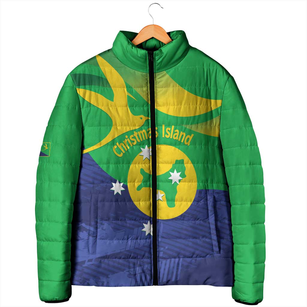 Personalised Australia Christmas Island Padded Jacket Wilayah Pulau Krismas Flag Color - Aussie Hoodie