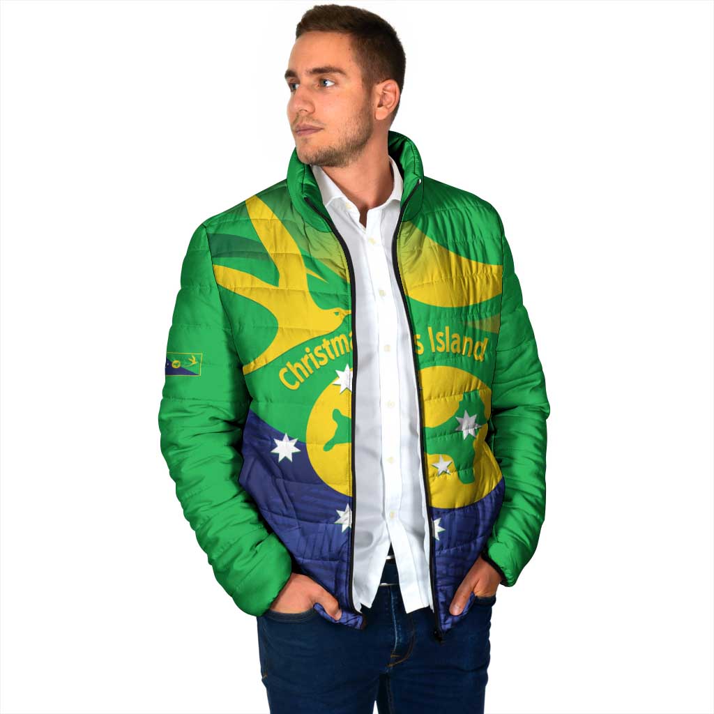 Personalised Australia Christmas Island Padded Jacket Wilayah Pulau Krismas Flag Color - Aussie Hoodie