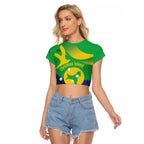 Personalised Australia Christmas Island Raglan Cropped T Shirt Wilayah Pulau Krismas Flag Color - Aussie Hoodie