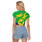 Personalised Australia Christmas Island Raglan Cropped T Shirt Wilayah Pulau Krismas Flag Color - Aussie Hoodie