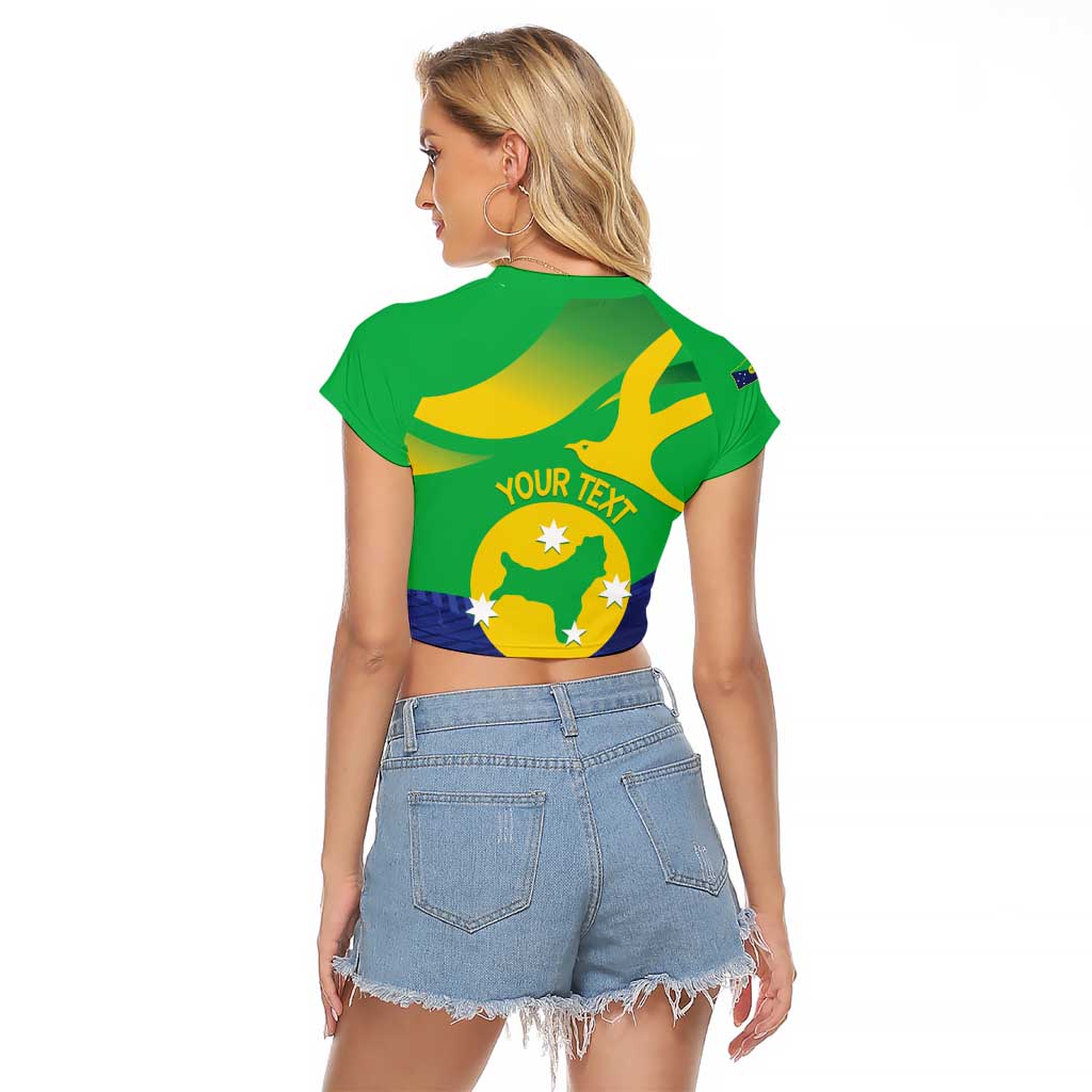 Personalised Australia Christmas Island Raglan Cropped T Shirt Wilayah Pulau Krismas Flag Color - Aussie Hoodie