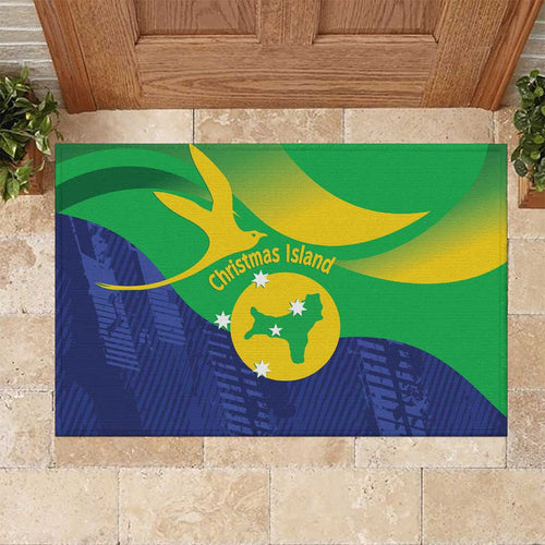 Australia Christmas Island Rubber Doormat Wilayah Pulau Krismas Flag Color - Aussie Hoodie