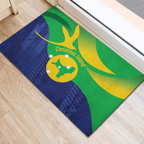 Australia Christmas Island Rubber Doormat Wilayah Pulau Krismas Flag Color - Aussie Hoodie