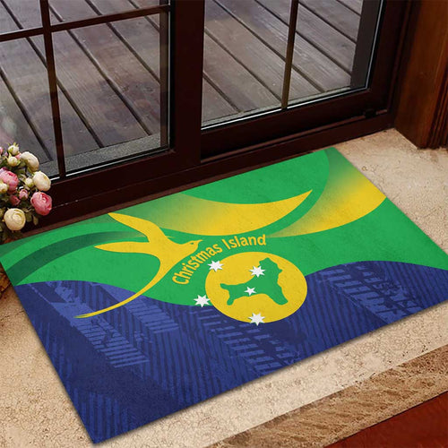 Australia Christmas Island Rubber Doormat Wilayah Pulau Krismas Flag Color - Aussie Hoodie