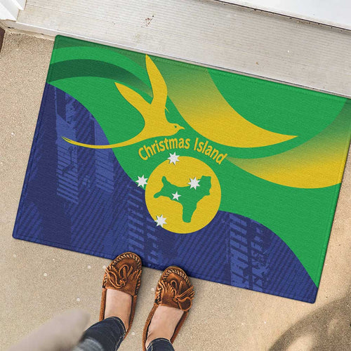Australia Christmas Island Rubber Doormat Wilayah Pulau Krismas Flag Color - Aussie Hoodie