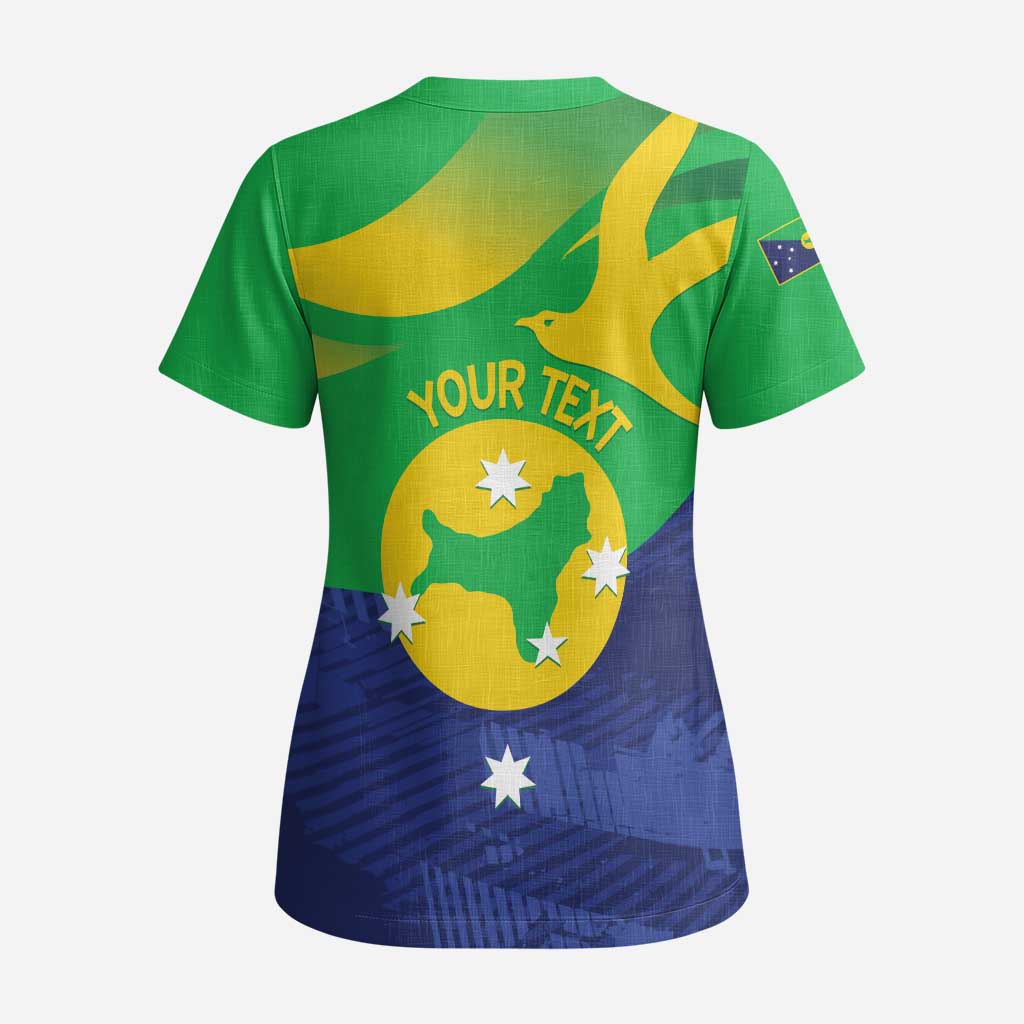 Personalised Australia Christmas Island Scrub Top Wilayah Pulau Krismas Flag Color - Aussie Hoodie