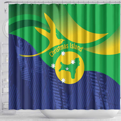 Australia Christmas Island Shower Curtain Wilayah Pulau Krismas Flag Color - Aussie Hoodie