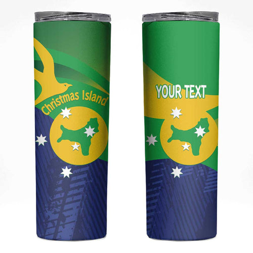 Personalised Australia Christmas Island Skinny Tumbler Wilayah Pulau Krismas Flag Color - Aussie Hoodie
