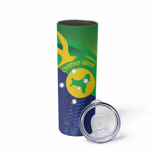 Personalised Australia Christmas Island Skinny Tumbler Wilayah Pulau Krismas Flag Color - Aussie Hoodie