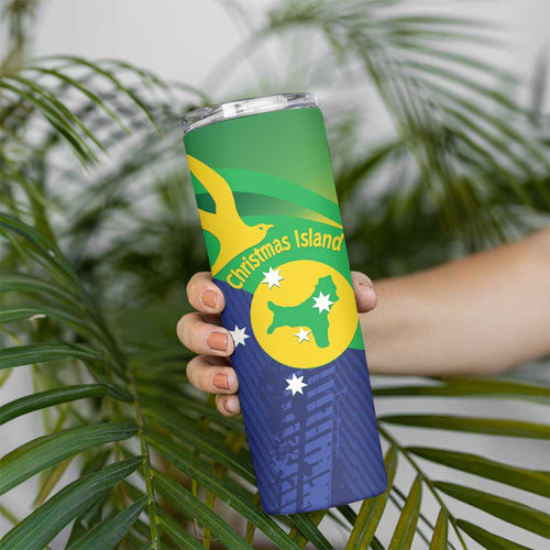 Personalised Australia Christmas Island Skinny Tumbler Wilayah Pulau Krismas Flag Color - Aussie Hoodie