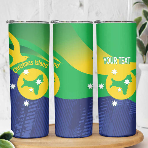 Personalised Australia Christmas Island Skinny Tumbler Wilayah Pulau Krismas Flag Color - Aussie Hoodie