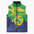 Personalised Australia Christmas Island Sleeveless Puffer Jacket Wilayah Pulau Krismas Flag Color - Aussie Hoodie