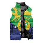 Personalised Australia Christmas Island Sleeveless Puffer Jacket Wilayah Pulau Krismas Flag Color - Aussie Hoodie