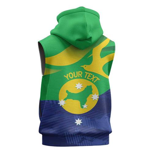 Personalised Australia Christmas Island Sleeveless Zip Hoodie Wilayah Pulau Krismas Flag Color LT14