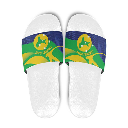 Australia Christmas Island Slide Sandals Wilayah Pulau Krismas Flag Color - Aussie Hoodie