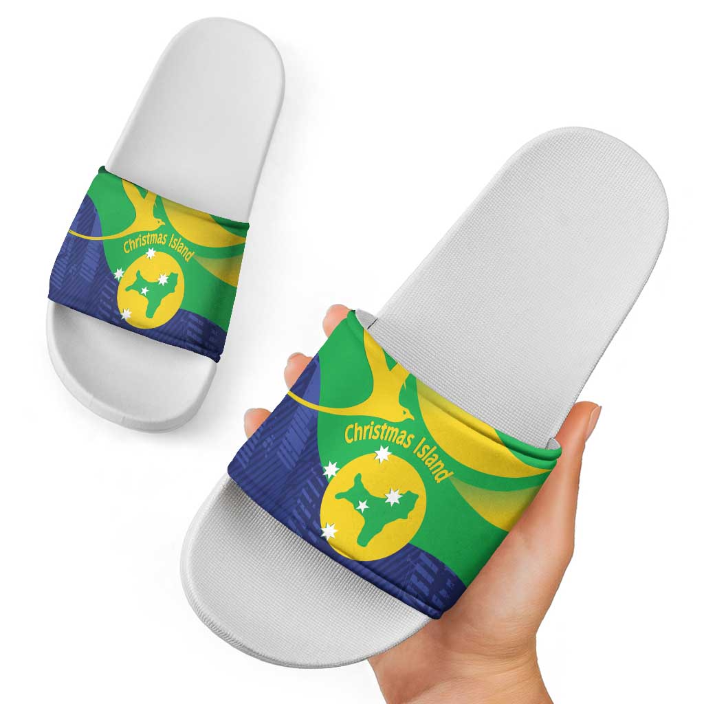 Australia Christmas Island Slide Sandals Wilayah Pulau Krismas Flag Color - Aussie Hoodie