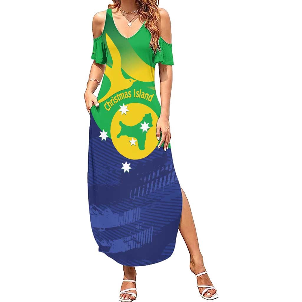 Personalised Australia Christmas Island Summer Maxi Dress Wilayah Pulau Krismas Flag Color - Aussie Hoodie